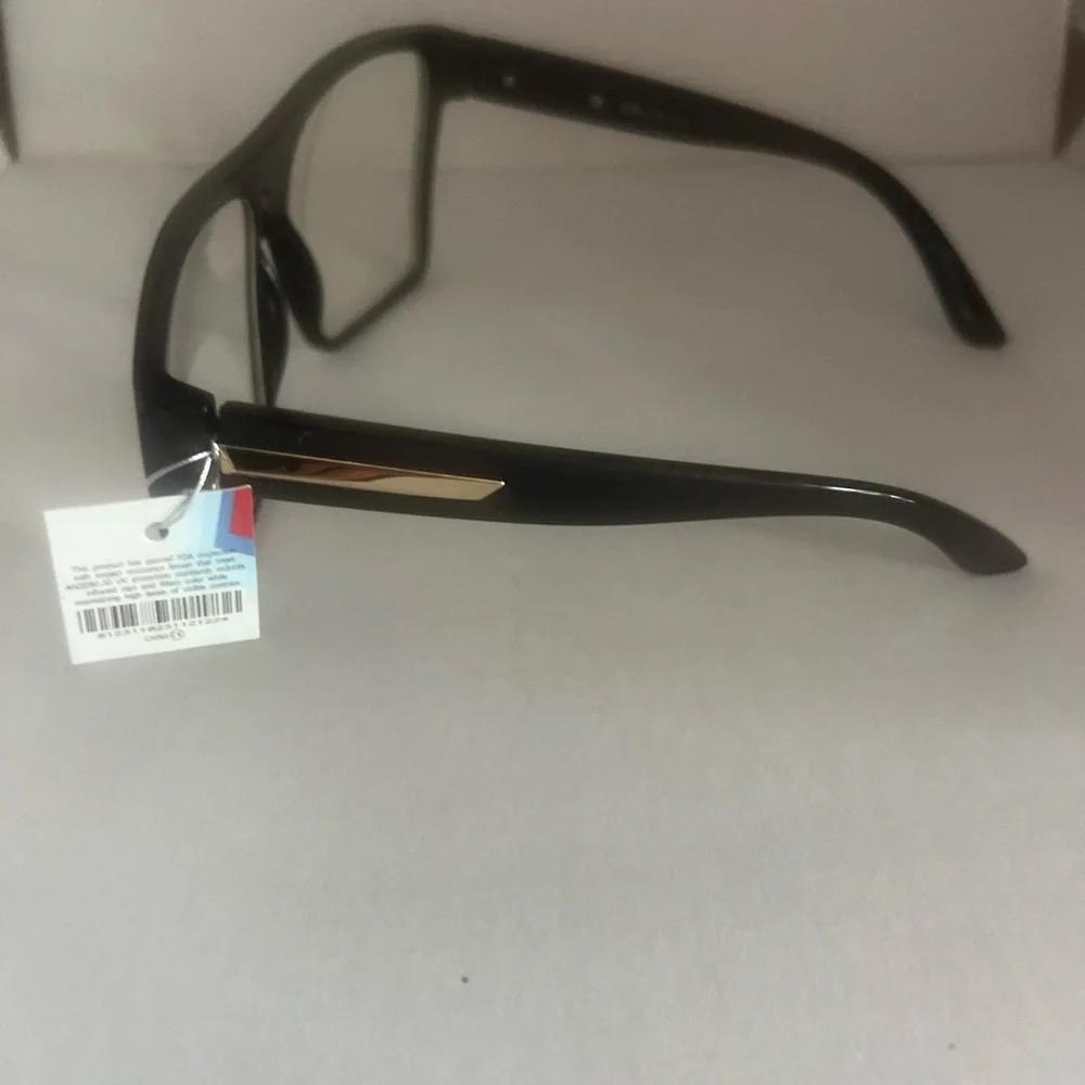 Women’s Large Black Square Clear Lens Black Glasses UV 400 New